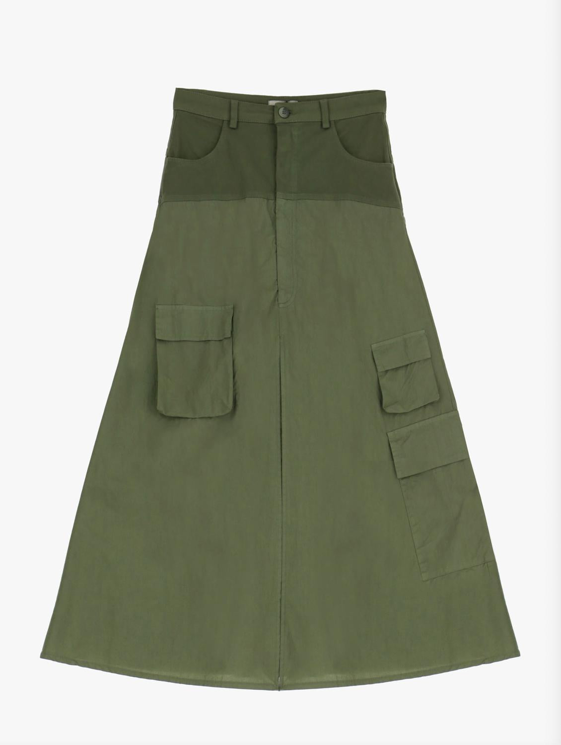 Damen Cargo Maxi Rock im Militär