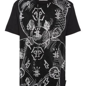t-shirt rund Hals ss Teddybär mit Kristallen