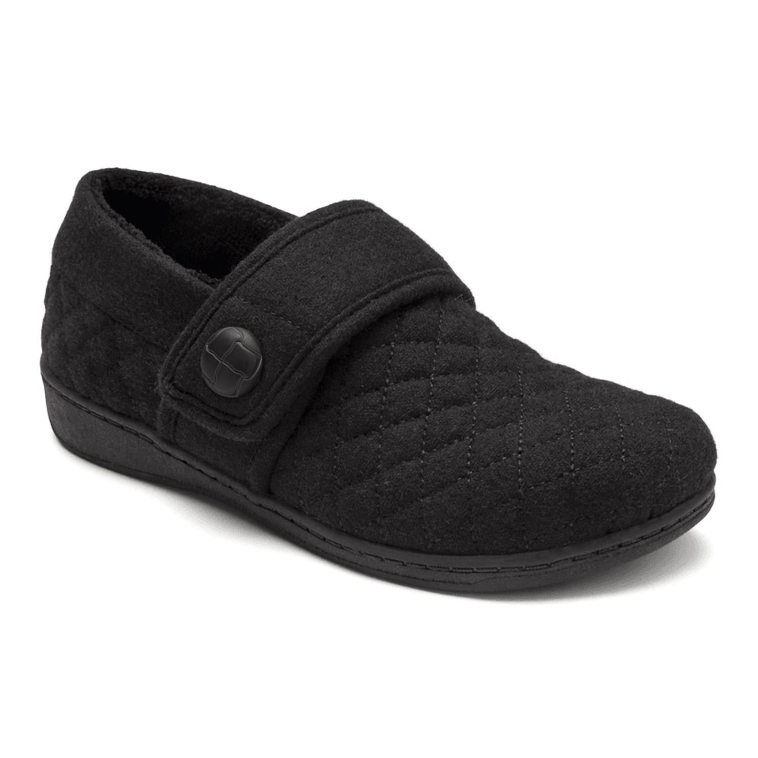 Jackie Flannel Slipper für Damen – Mittlere Breite in Schwarz