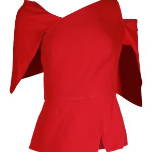 Roland Mouret asymmetrische Peplum Top in Fuchsia rosa Viskose 7748758339644