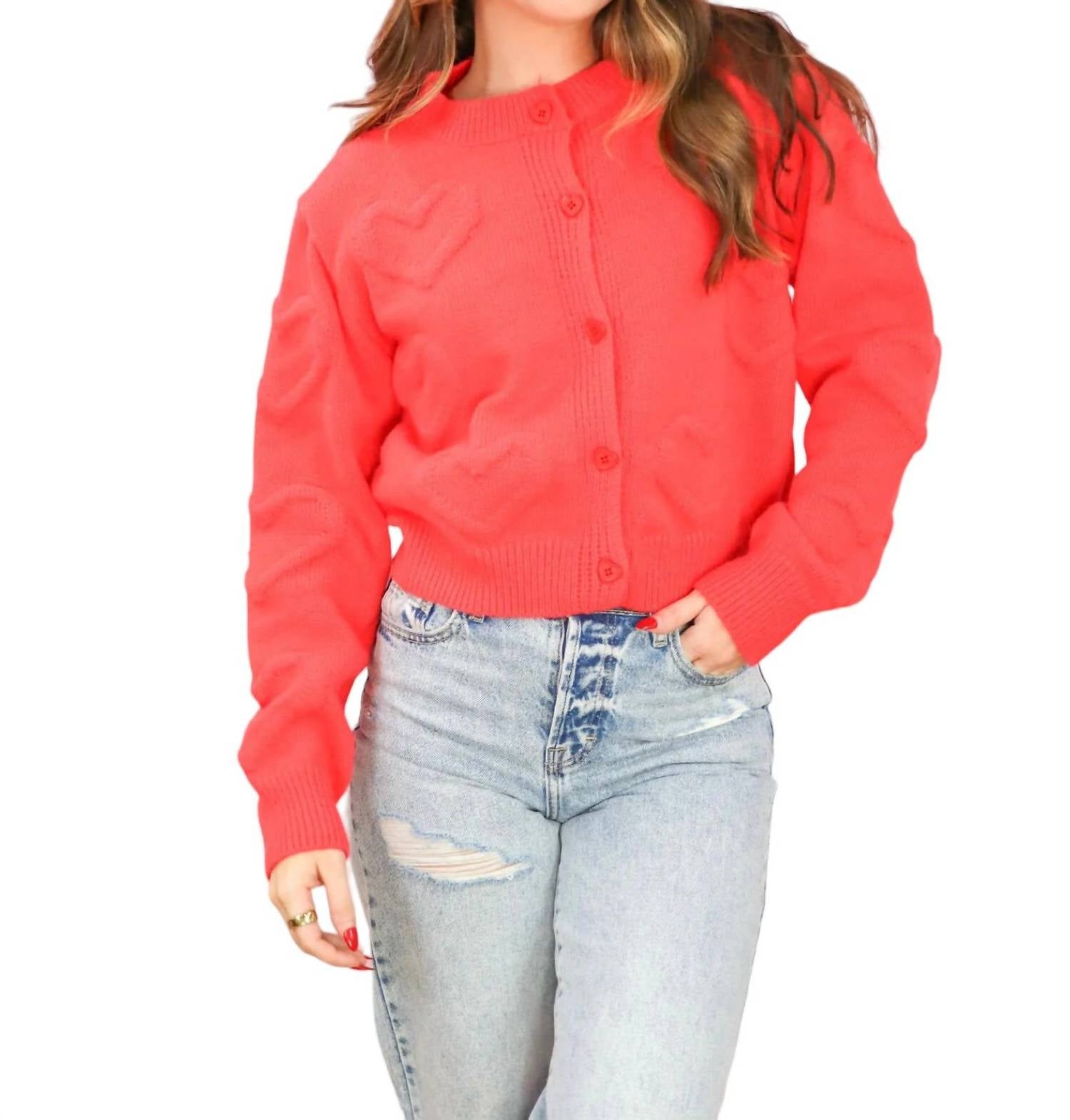 Wie süß Strickjacke in rot