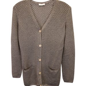 Chloé Buttoned Metallic Strickjacke in Goldviskose 7748758306876