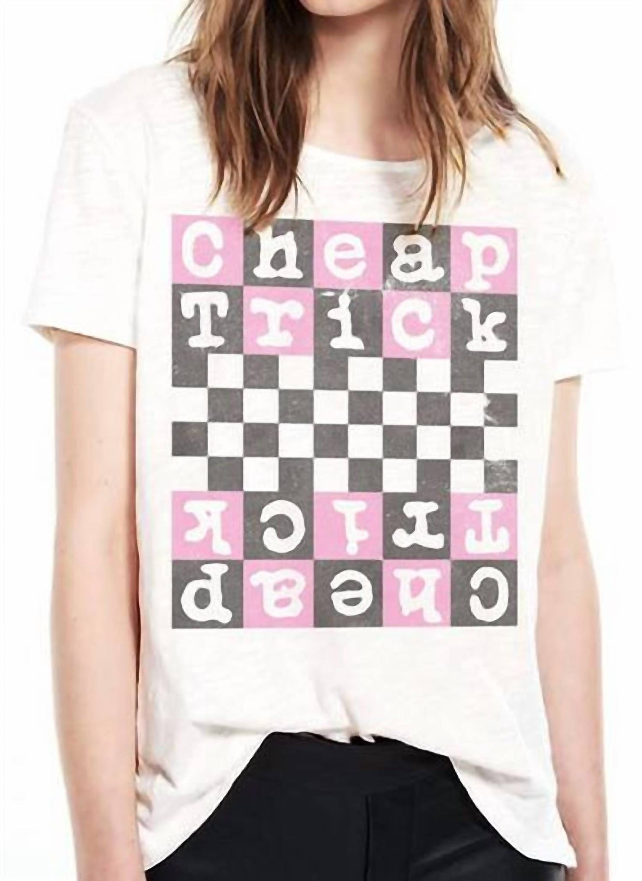 Günstige Trick Checkerboard Crop Tee in weiß