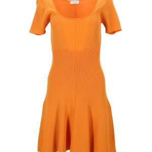 Sandro Paris Rib Strickkleid in orange Viskose 7748758372412