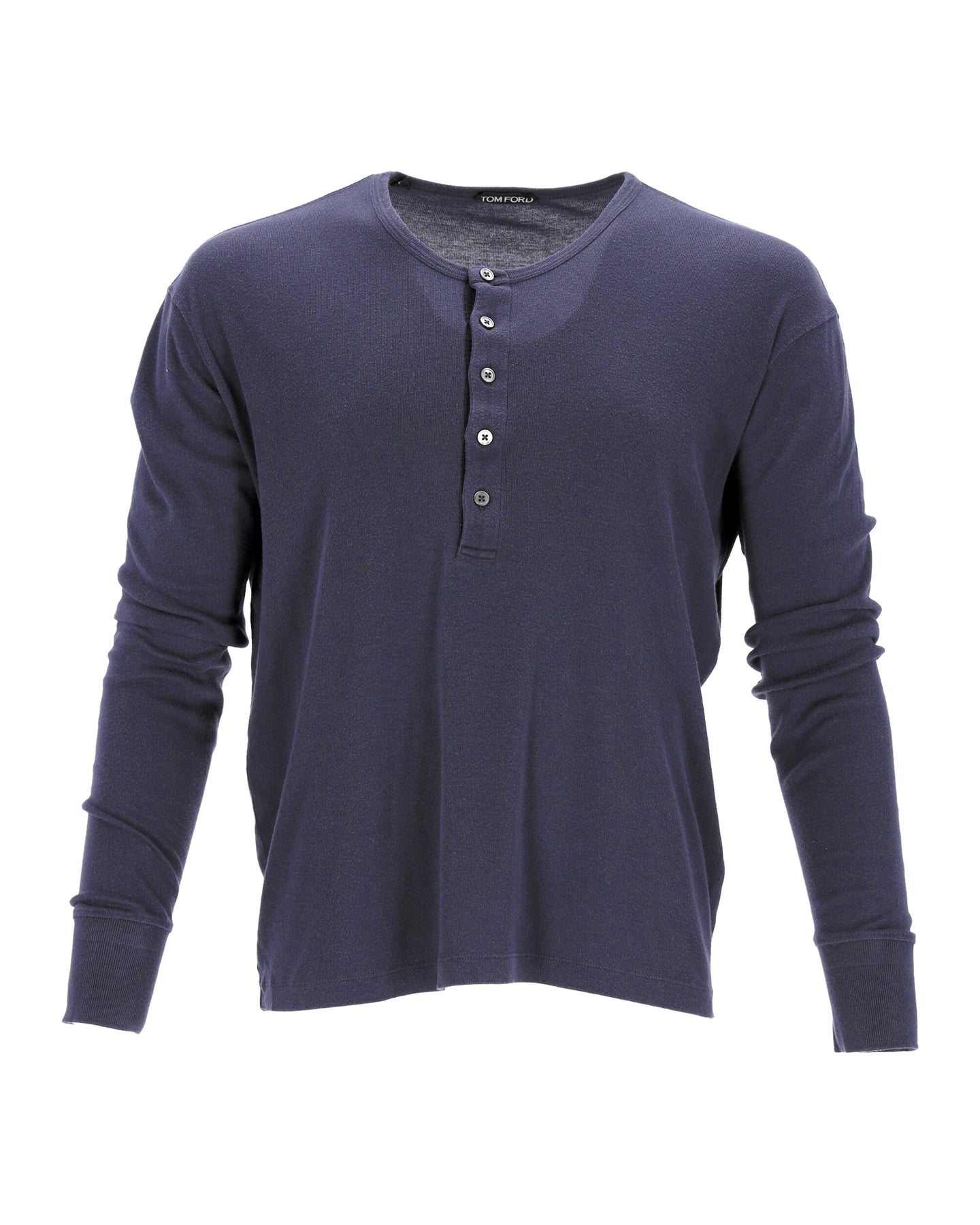 Tom Ford Henley Hemd aus blauer Baumwolle