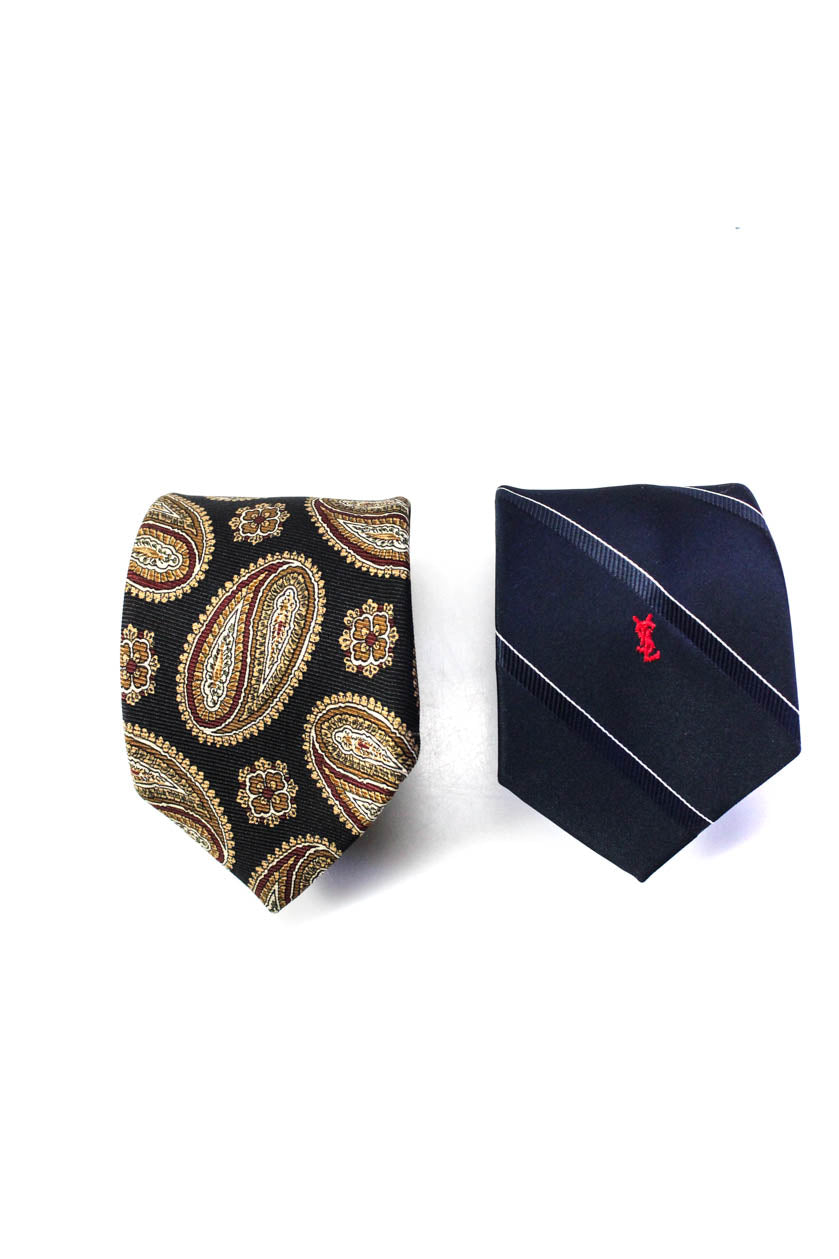 Yves Saint Laurent Klassische Herren Dunkelblau Stripe Neck Tie One