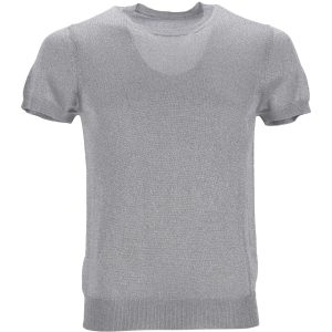 Dsquared2 Metallic Rippstrick T-Shirt aus Silber Polyester 7748755357756
