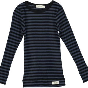Jungs gestreift gerippt Langarm-Shirt in schwarz/blau