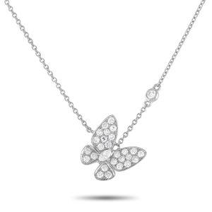 LB Exclusive 18K Weißgold 0,71ct Diamant Schmetterling Halskette Ank-14951-2