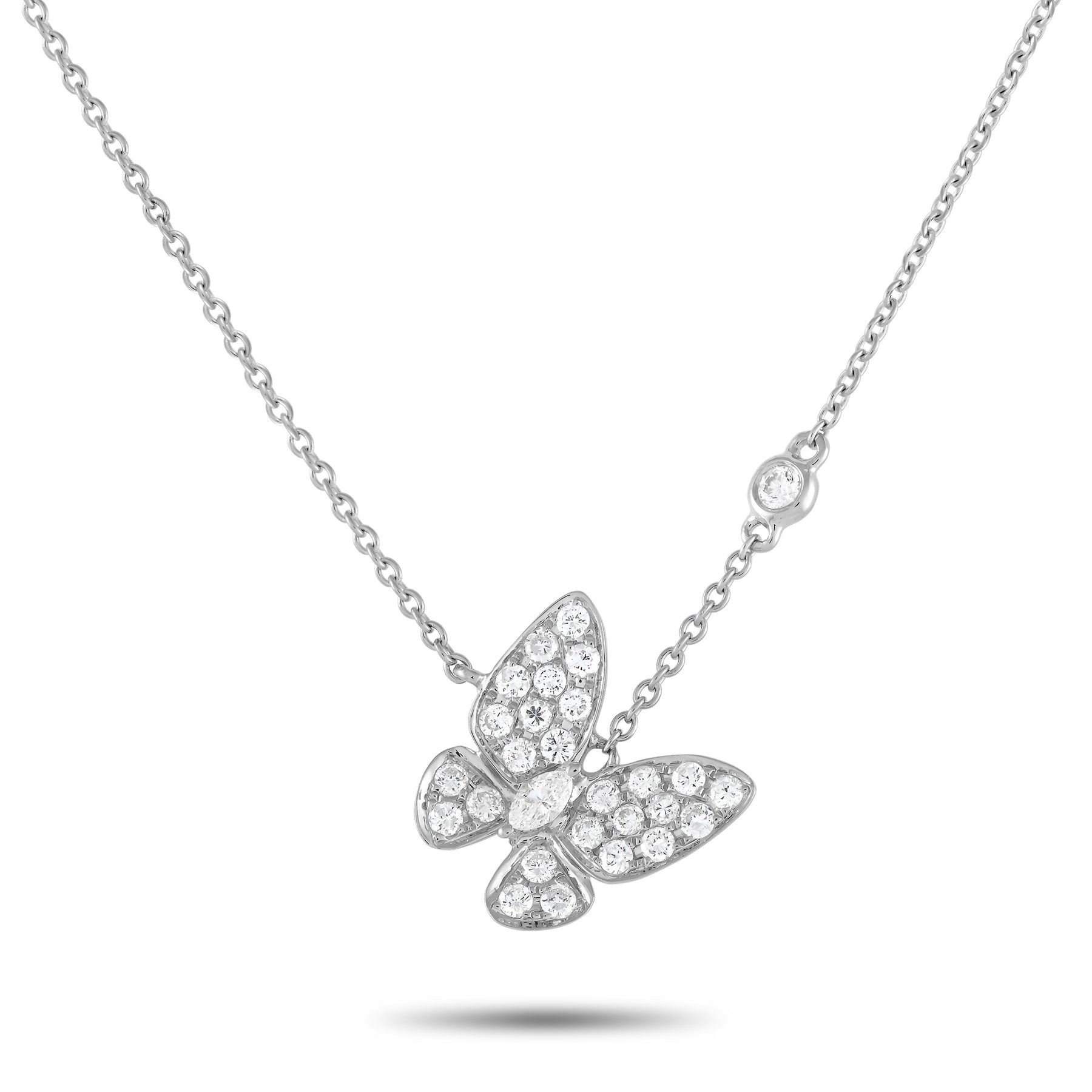 LB Exclusive 18K Weißgold 0.71ct Diamant Schmetterling Halskette ANK-14951 -2