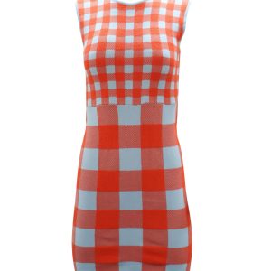 Staud Chili Gingham Kleid in Viskose orange Druck 7748777672764