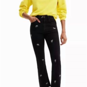 Cropped Flared Jean in schwarz