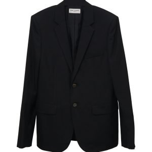 Saint Laurent Einreihiger Blazer aus schwarzer Wolle