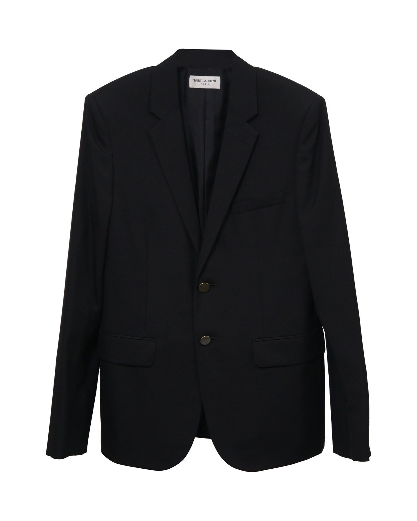 Saint Laurent Einreihiger Blazer aus schwarzer Wolle