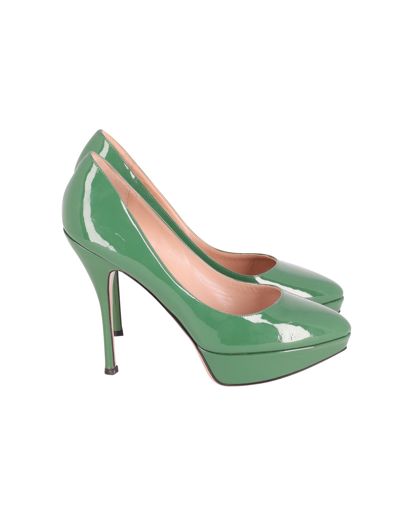 Valentino Plateauschuhe aus grünem Lackleder