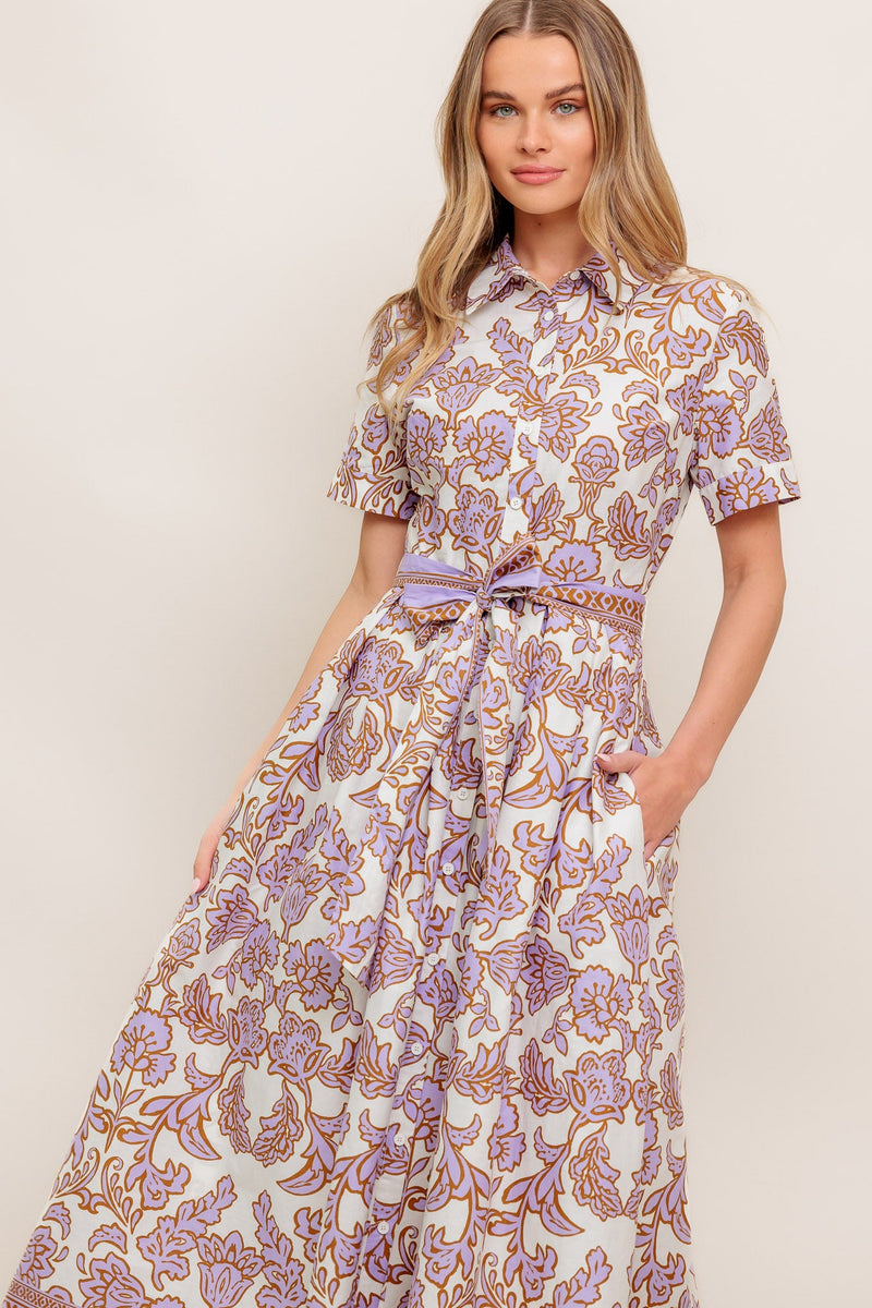 Lavendel MOSAIC gewebt MIDI Kleid
