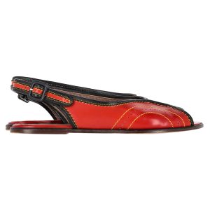 Marni Slingback Peep Toe Wohnungen aus rotem Leder 7748757061692