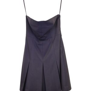 Theory Strapless Pleated Minikleid aus schwarzer Wolle 7748756930620