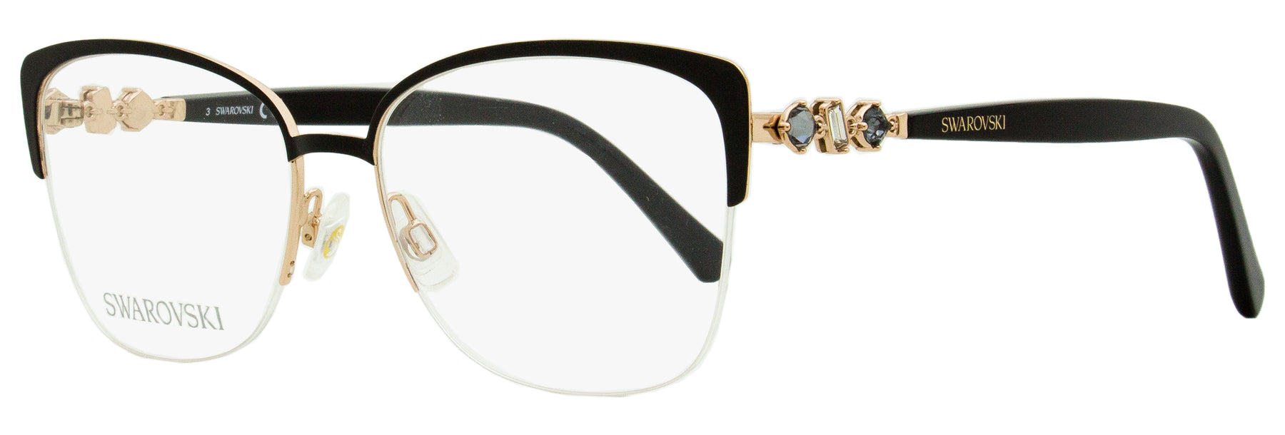 Swarovski Halbrandlose Brillen für Damen SK5444 005 Schwarz/Gold 54mm