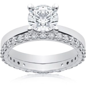 1 3/4 ct Lab Created Eco Freindly Diamant-Verlobungsring & Passende Ewigkeit