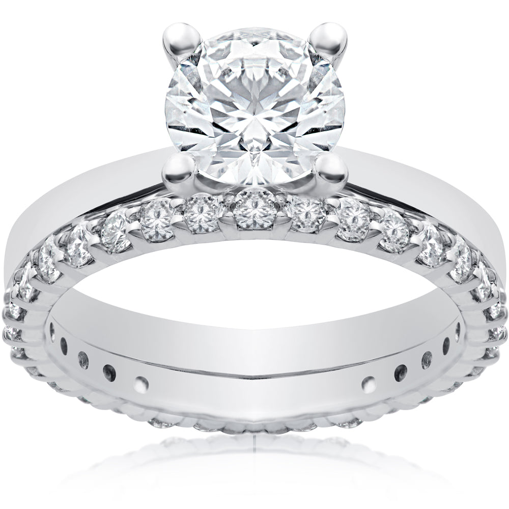 1 3/4 ct Lab Created Eco Freindly Diamant-Verlobungsring & Passende Ewigkeit