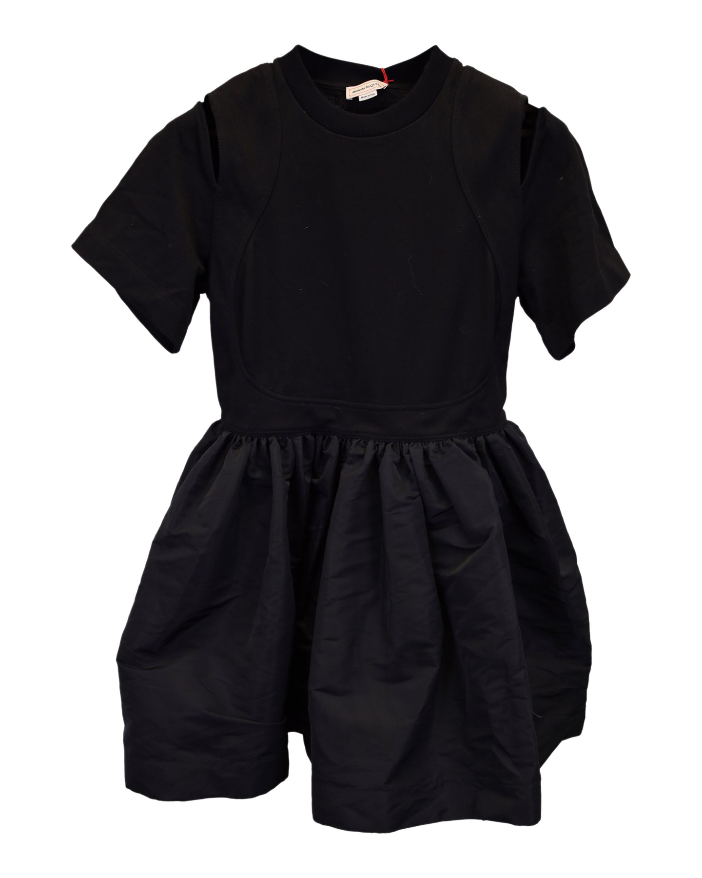 Alexander McQueen Gerafftes Minikleid aus schwarzer Baumwolle