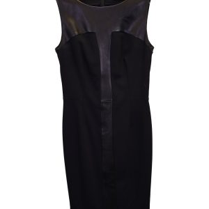 Yves Saint Laurent Midikleid aus schwarzem Leder