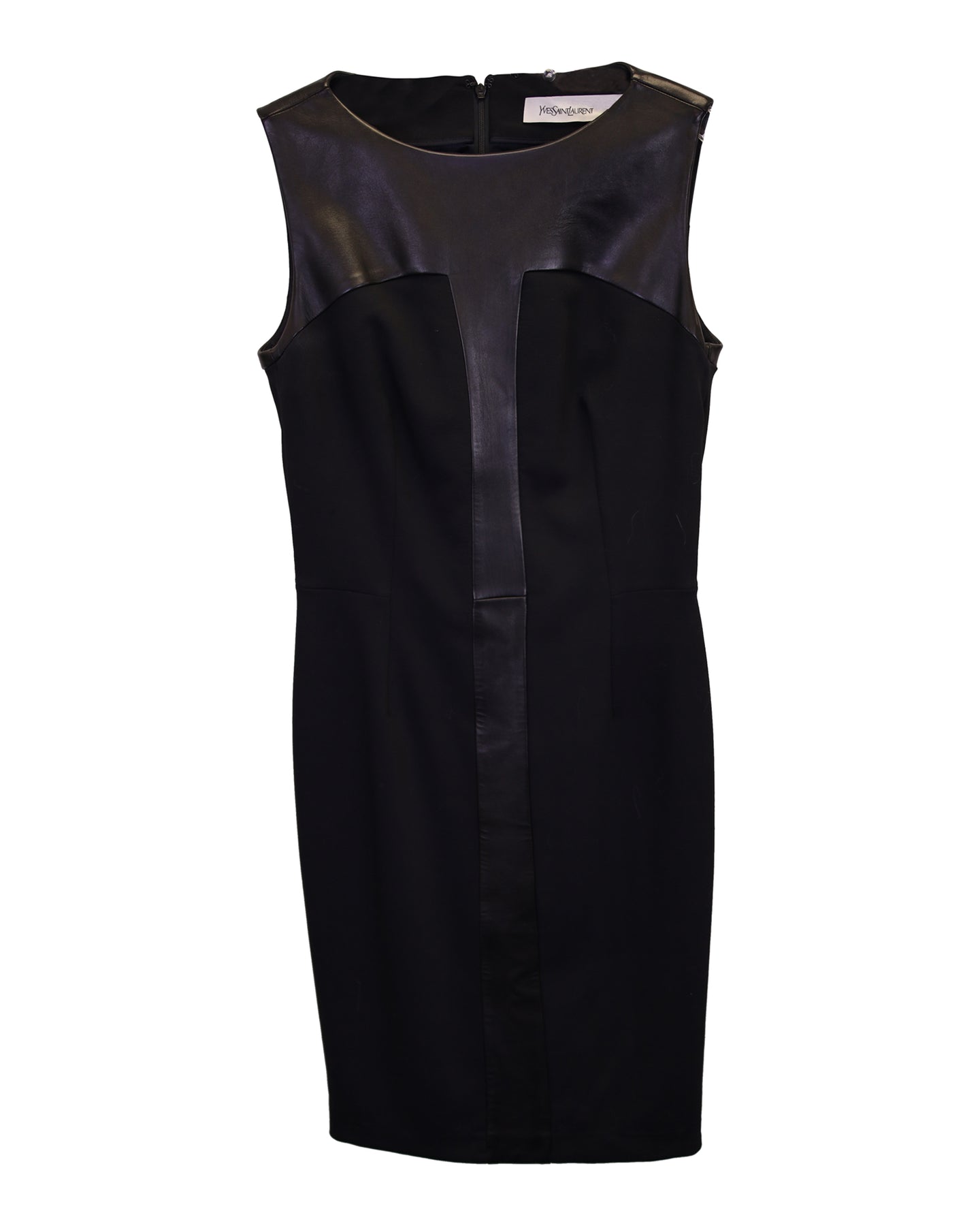 Yves Saint Laurent Midikleid aus schwarzem Leder