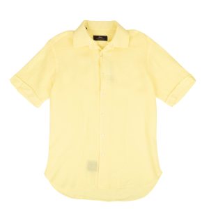 Brioni Leinen schmale Passform Kurzarm-Freizeithemd – Gelb