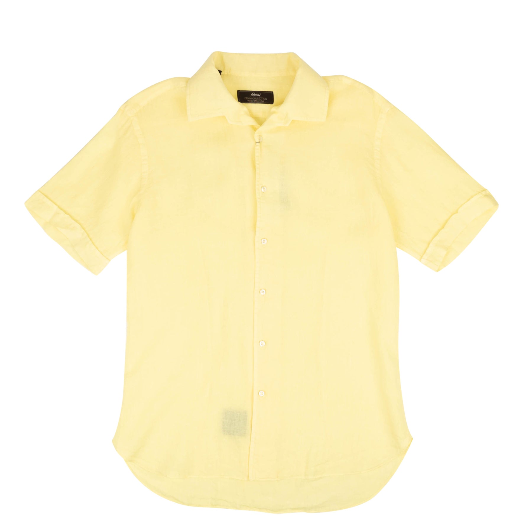 Brioni Leinen schmale Passform Kurzarm-Freizeithemd – Gelb