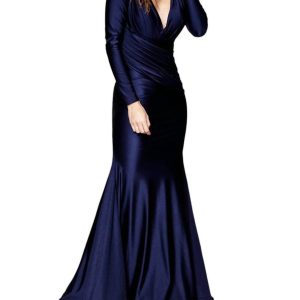 Fitted Langarm lycra Kleid in Marine