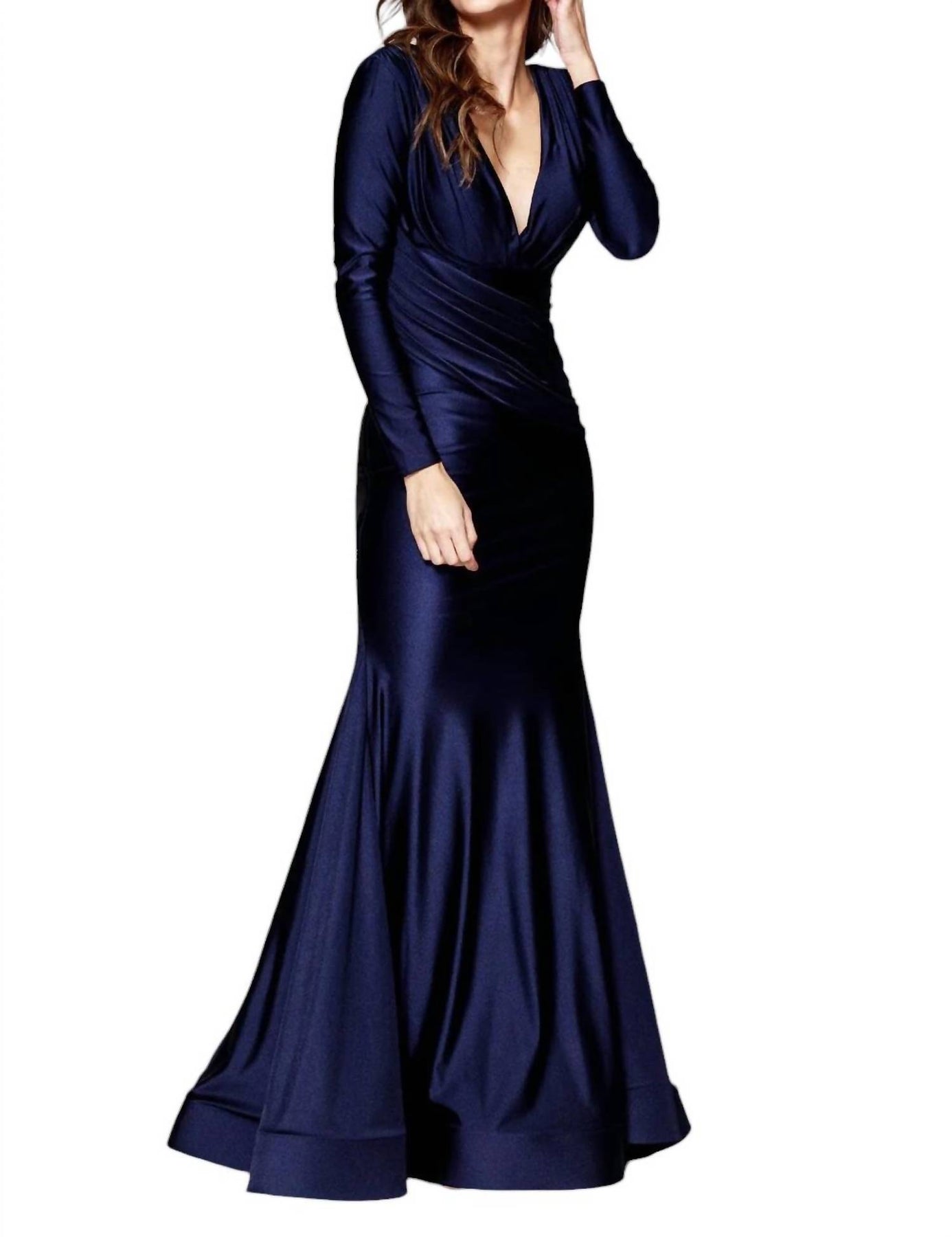Körpernah Langarm Lycrakleid in Dunkelblau