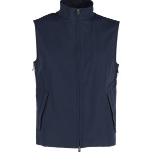 Ermenegildo Zegna Zip-Up Vest in Blaue Nylonleinwand 7748801134652