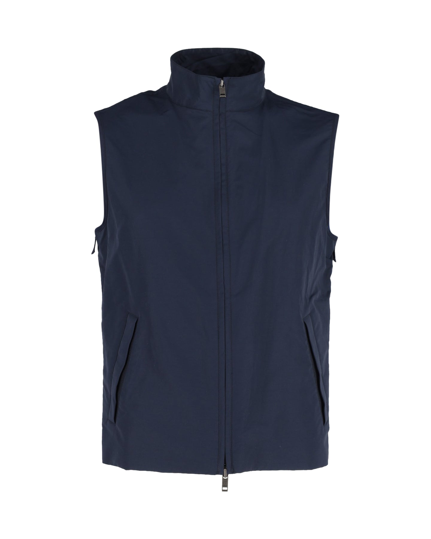 Ermenegildo Zegna mit Reißverschluss Weste aus blauem Nylon Canvas