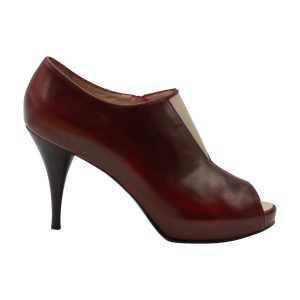Fendi Cut-Out Peep-Toe Stiefeletten in bordeaux Leder 7748759257148
