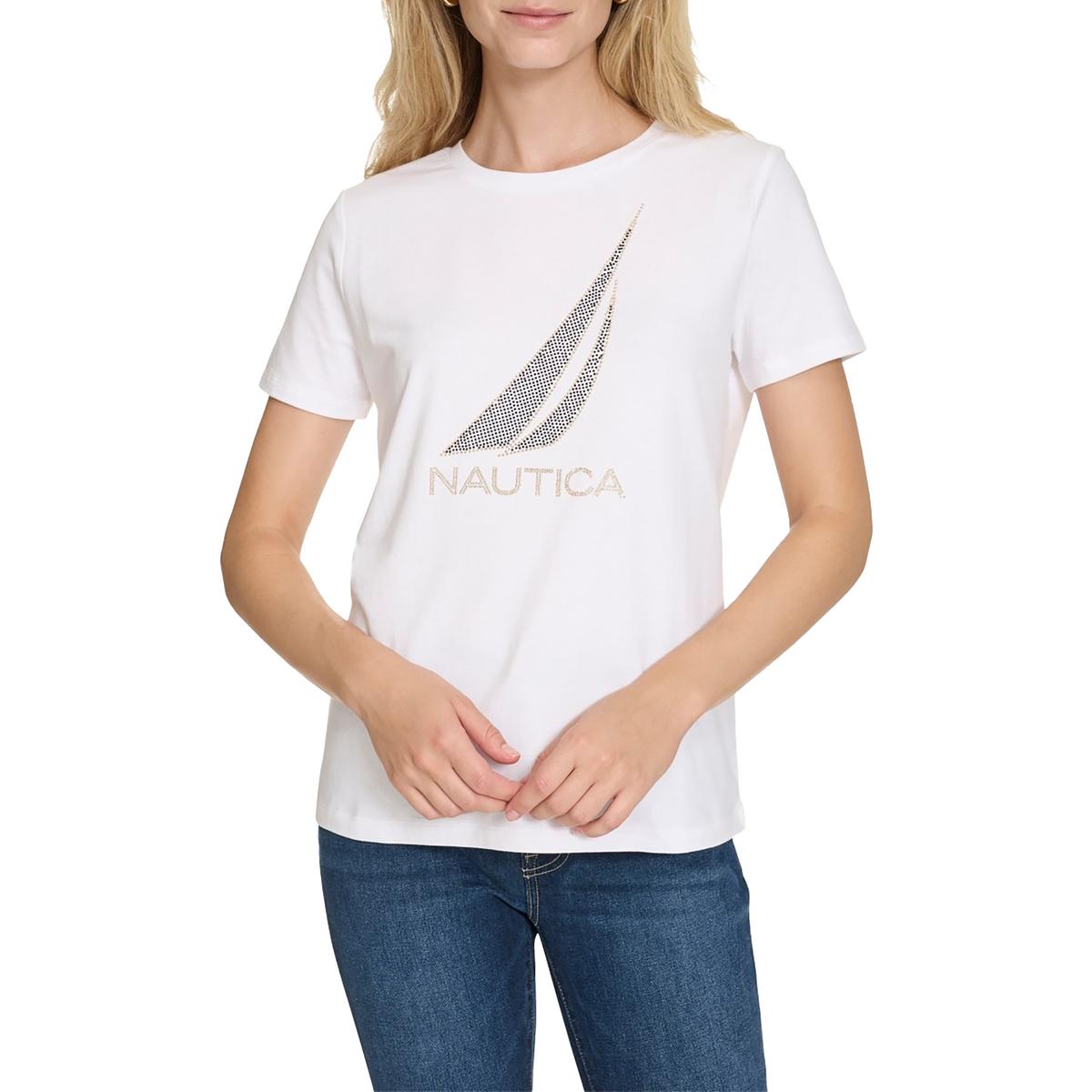 Verzierte Baumwolle Grafik T-Shirt