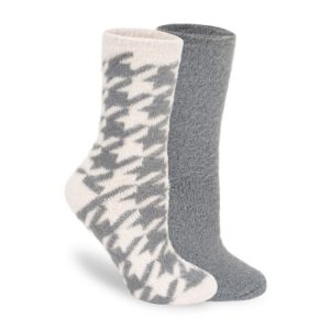 Zitrone Damen 2er Packung lange Pelz Herringbone Crew Socken