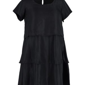 Joseph Gestuftes Minikleid aus schwarzer Seidenbaumwolle