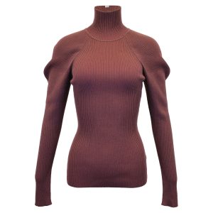 Victoria Beckham Strickpullover mit Rollkragen aus brauner Wolle