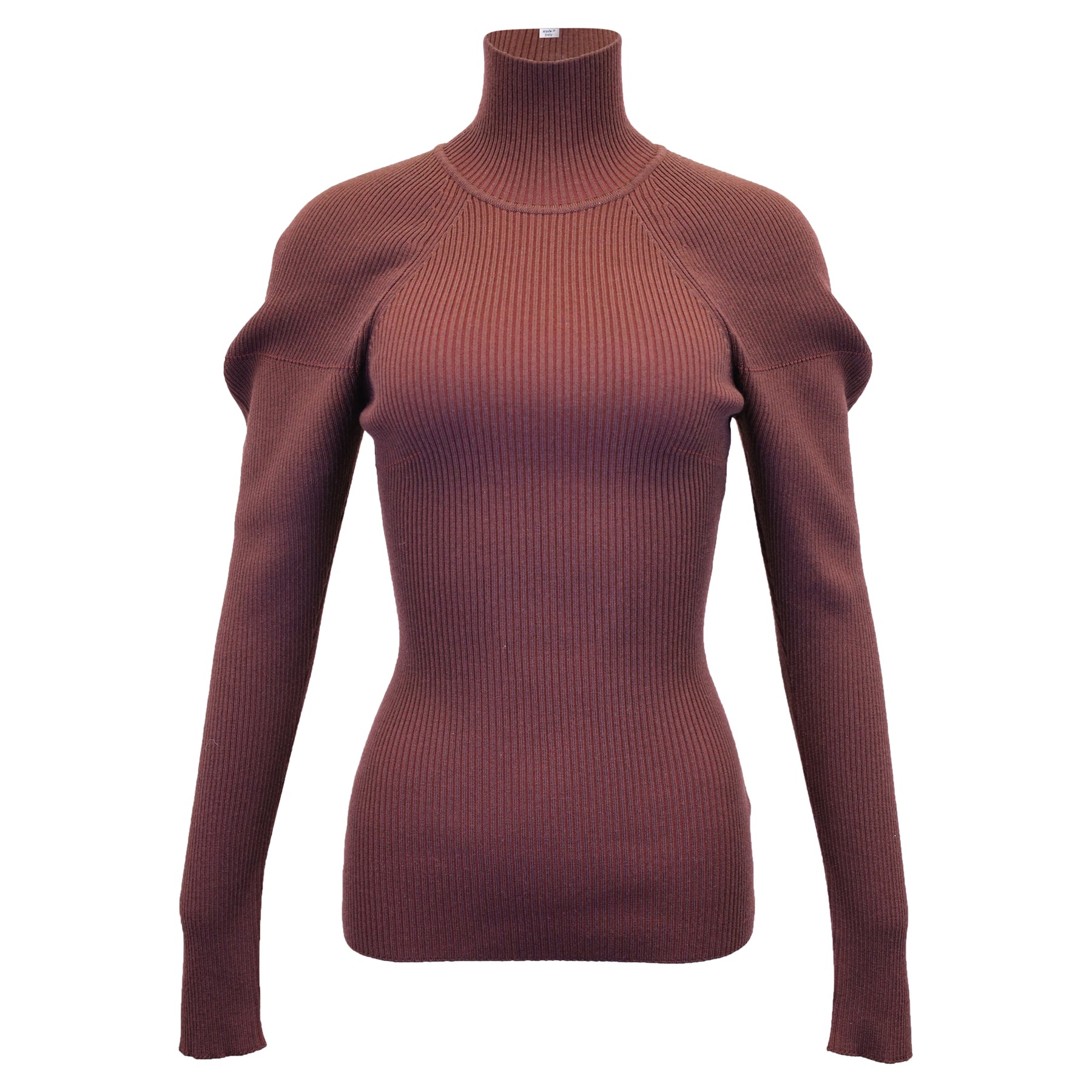 Victoria Beckham Strickpullover mit Rollkragen aus brauner Wolle