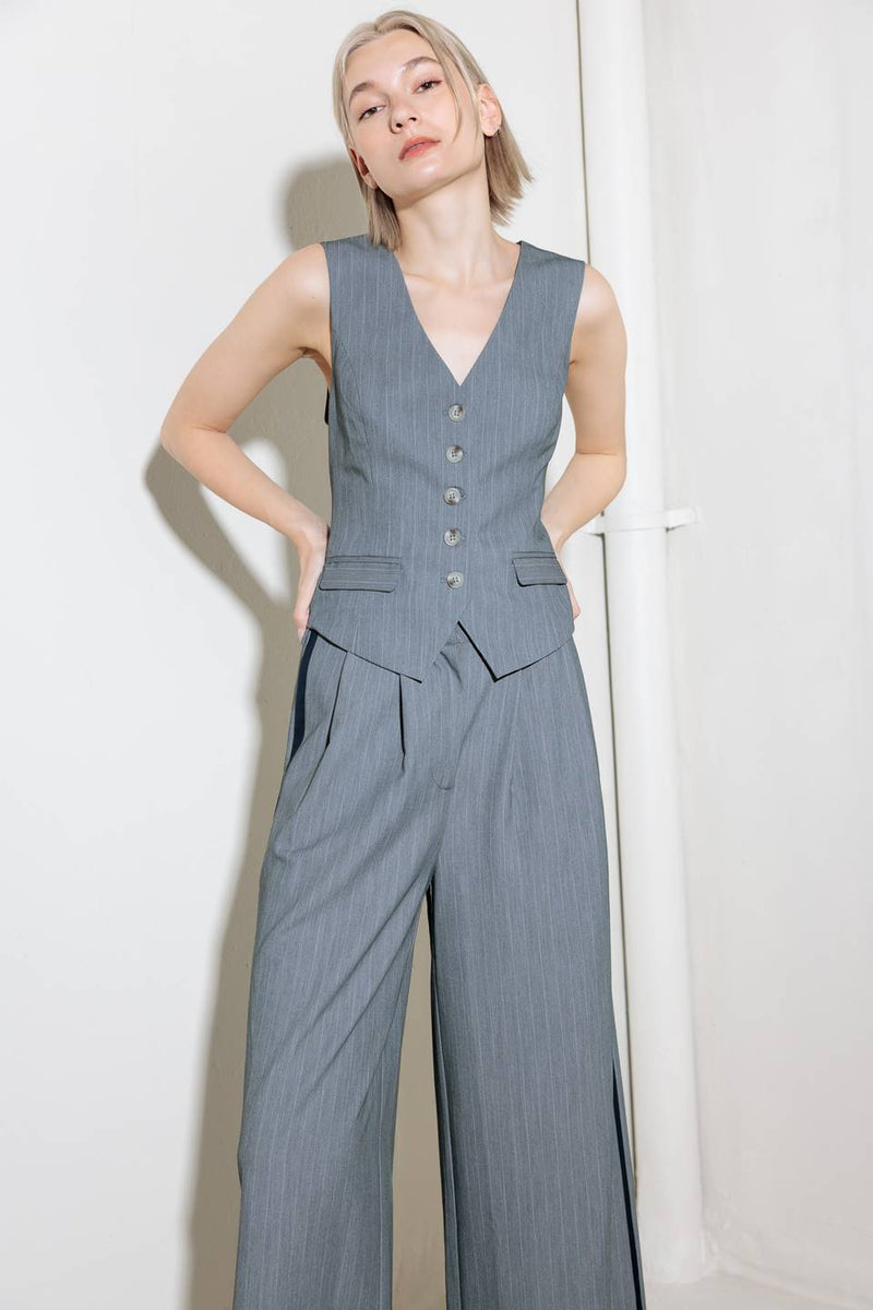 SMILE BRIGHT IN Grau gewebt VEST