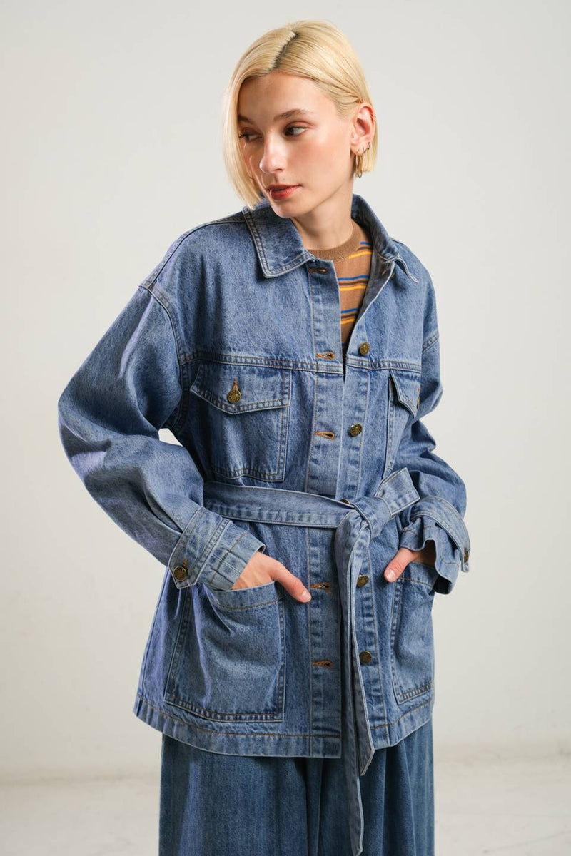 BREATHTAKING CHARM Denim MIDI Jacke