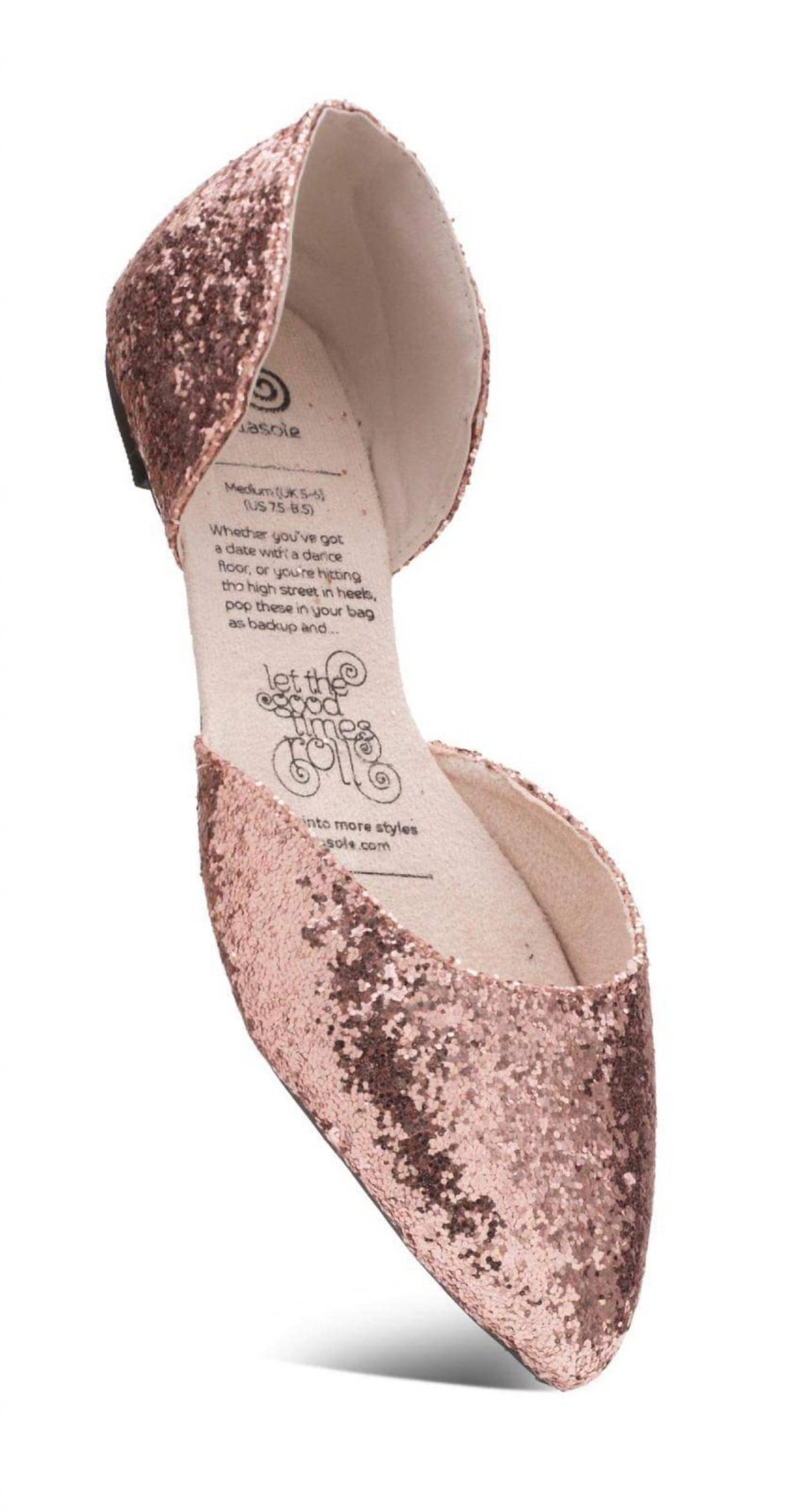 Glitzernd Rose' Roll-A-Soles Schuhe in Roségold