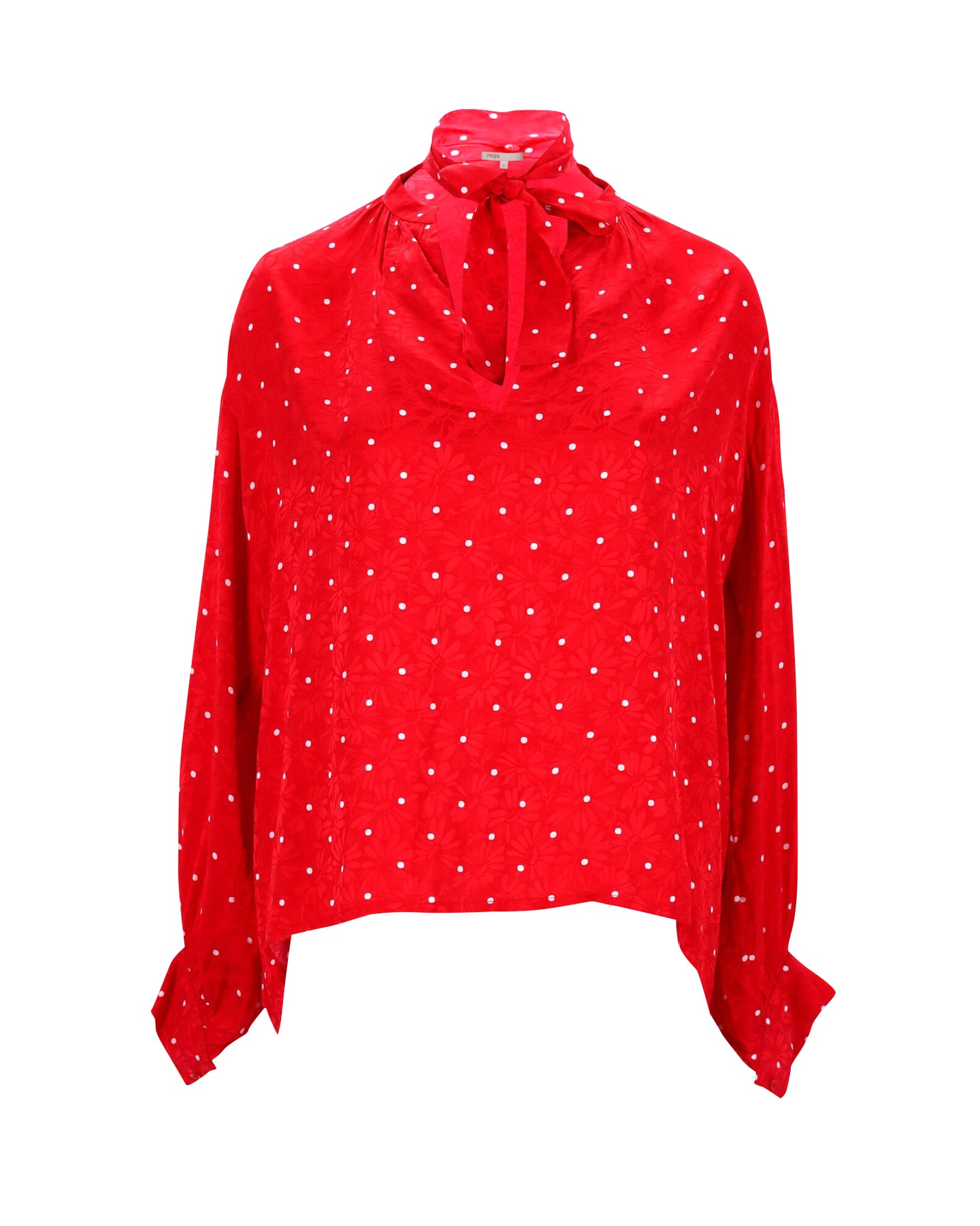 Maje Polka Dot Bow Hemd aus roter Viskose