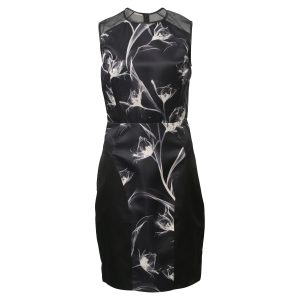 Jason Wu X-Ray Blumenmuster Mantel Kleid in schwarzer Seide 7748783243324