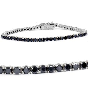 3ct Schwarz Diamant Tennis Armband 14K Weißgold 7