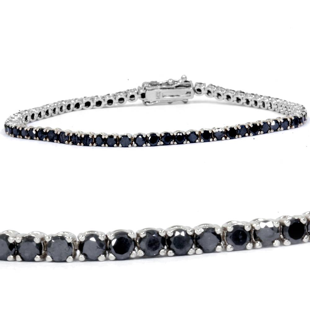 3ct Schwarz Diamant Tennis Armband 14K Weißgold 7