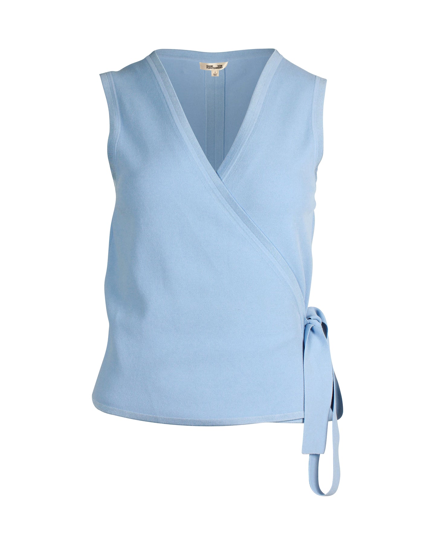 Diane Von Furstenberg Ärmelloses Wrap Top aus blauem Viskose-Mischung
