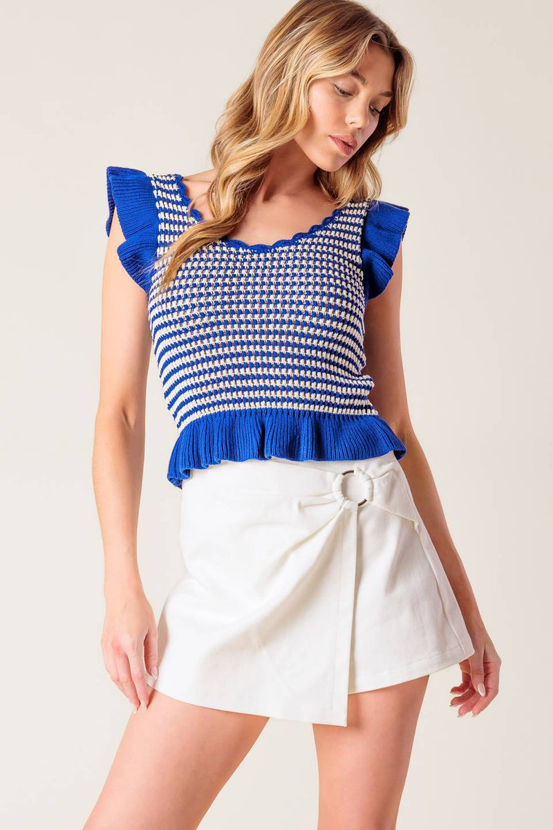 OUT WEST Blau Pullover Strick TOP