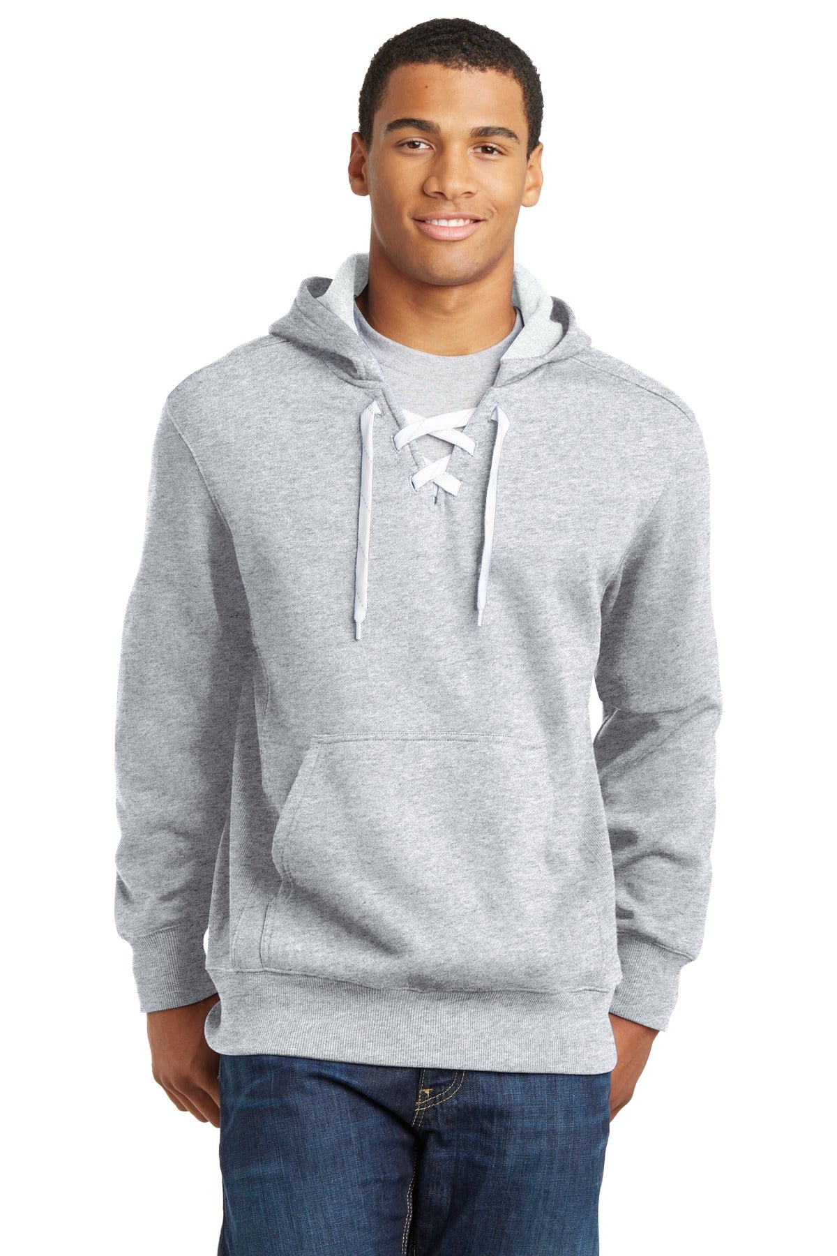 Sport-Tek Herren-Pullover mit Kapuze zum Schnüren